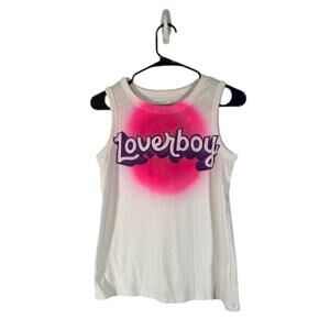 Rachel Zoe White Multicolor Graphic LOVERBOY Crew Neck Tank Top Women Sz S